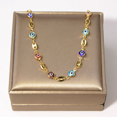 Giovani GOLD NYC 18K-Gold Mariner Multicolor Evil Eye Crystal Anklet