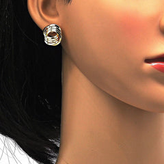 Gold High Polish Finish Stud Earring Love Knot Design Shinny Finish Golden Tone