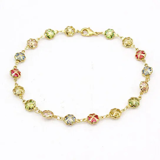 Giovani GOLD NYC 18K GOLD FILLED HIGH POLISH FINSH GOLD MULTI COLOR CRYSTAL ANKLET