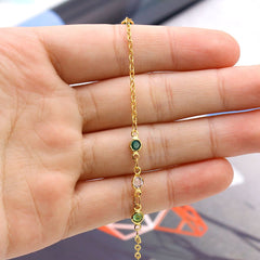 Giovani GOLD NYC 18K-Gold-Filled Dainty Multicolor Crystal Anklet