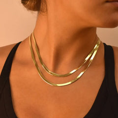 14K-Gold-Plated Solid .925 Sterling Silver 6mm Herringbone Chain Necklace