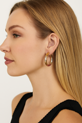Giovani GOLD NYC 18K Gold Dimond Cut Tricolor Hoop Earrings – 30mm Elegant Italian Style Hoops