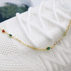 Giovani GOLD NYC 18K-Gold-Filled Dainty Multicolor Crystal Anklet