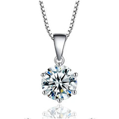 .925 Sterling Silver Crystal Solitaire Drop Necklace