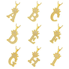 Giovani GOLD NYC A-Z Alphabet Initial Crown Pendant Necklace Unisex  All ages