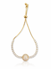 Elegant Gold Pavé Diamond Adjustable Bracelet