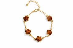 18K Gold Plated Clover Charm Bracelet – 6.5" with 2" Extension, 7 Color Options