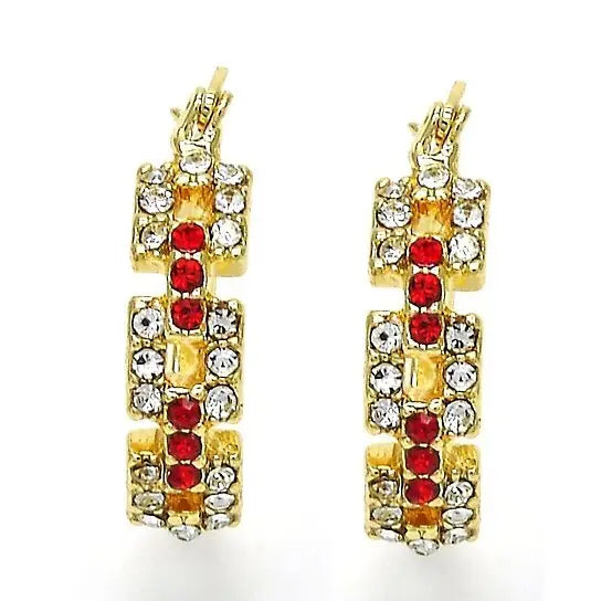 Giovani GOLD NYC 14K Gold Plated Garnet Unique Shape Earrings