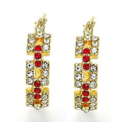 Giovani GOLD NYC 14K Gold Plated Garnet Unique Shape Earrings