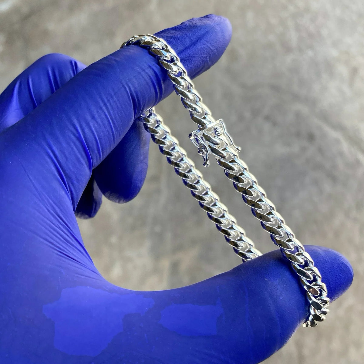 Giovani GOLD NYC Rhodium 925 Sterling Silver Miami Cuban Link Bracelet 8'' snap clasp box lock