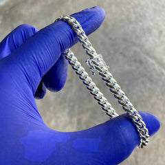 Giovani GOLD NYC Rhodium 925 Sterling Silver Miami Cuban Link Bracelet 8'' snap clasp box lock