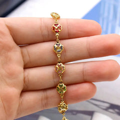 Giovani GOLD NYC 18K Gold Filled Puffy Flower Anklet – Multi-Color Crystal Accents, Dainty & Fun