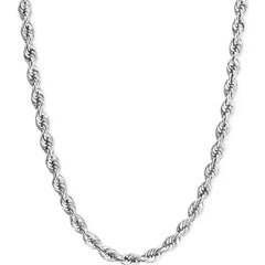 14K White Gold Plated Silver Plated Rope Twist Braided Chain
