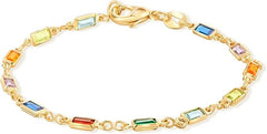 Giovani GOLD NYC 14K Gold Multicolor Crystal Bracelet in 7.5 Inches - Made In Brazil