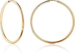 Giovani GOLD NYC 14K Gold Endless Hoop Earrings, 1MM Thick
