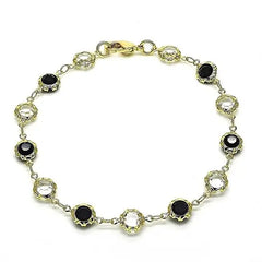 Giovani GOLD NYC 18K Gold Filled Ankle Bracelet – Black & White Round Swarovski Crystals