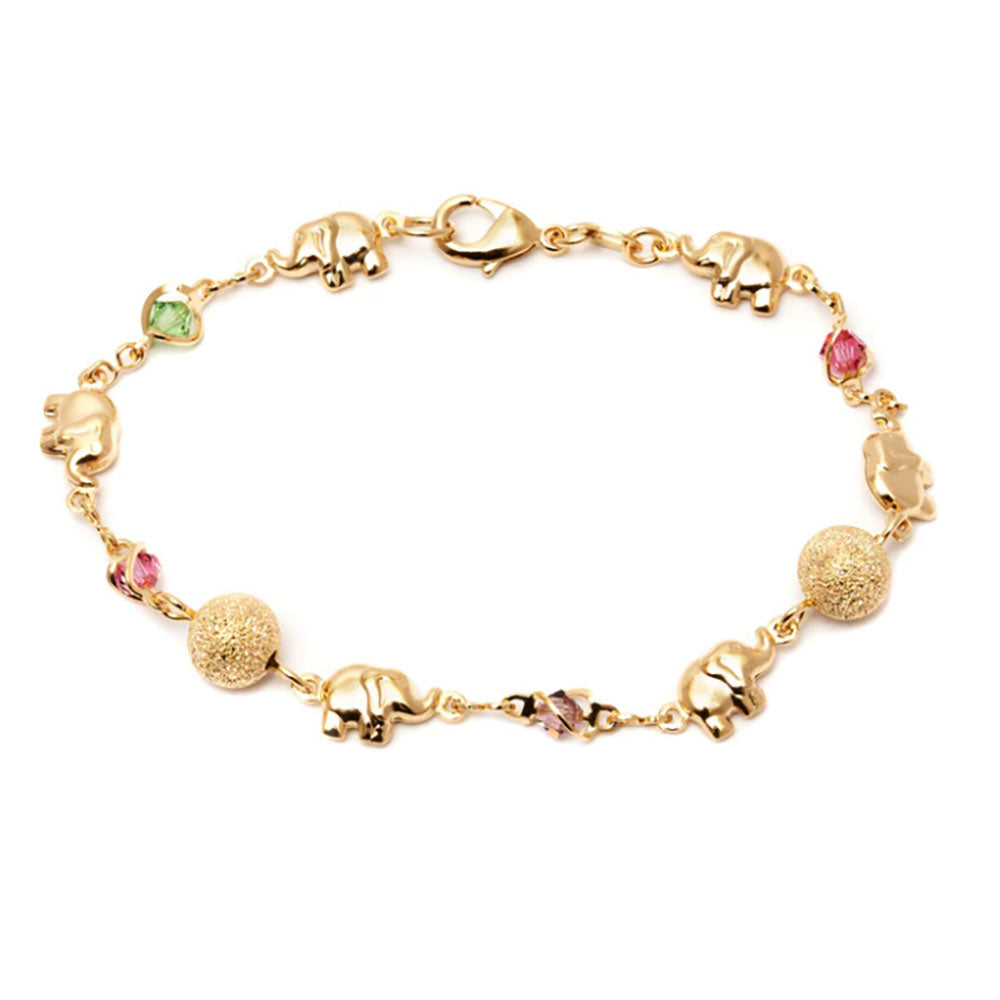 Giovani GOLD NYC 18K-Gold-Filled Multi-Color Lucky Elephant Ball Anklet