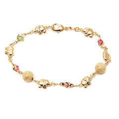 Giovani GOLD NYC 18K-Gold-Filled Multi-Color Lucky Elephant Ball Anklet