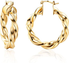 Giovani GOLD NYC 18K Gold Twisted Hoop Earrings Intertwined Earrings