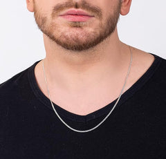 Italian Solid 925 Sterling Silver 1.8mm Flat Cuban Chain Necklace Made in Italy