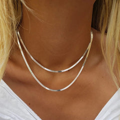 Italian Herringbone Chain Necklace, 925 Sterling Silver