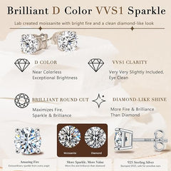 925 Sterling Silver Garnet Moissanite Stud Earrings