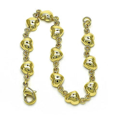 14k Gold Filled High Polish Finish Cute Heart Bracelet 6.5