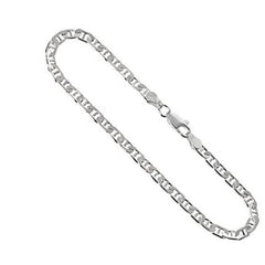Giovani GOLD NYC 925 Silver Filled High Polish Finish Anklet Anchor Chain Flat Mariner 3.7 mm Nickel Free Italy, sizes 10 inch