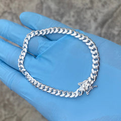 Giovani GOLD NYC Rhodium Solid 925 Sterling Silver Miami Cuban Link Bracelet 8.5'' snap clasp box lock