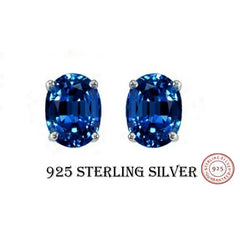Giovani GOLD NYC STERLING SILVER 2.00CT GENUINE TANZANITE OVAL STUD EARRINGS WOMEN AND MEN