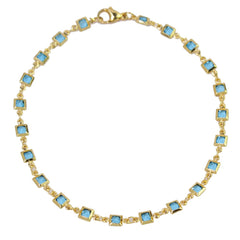 Giovani GOLD NYC 18K-Gold-Plated Light Blue Square-Crystal Anklet