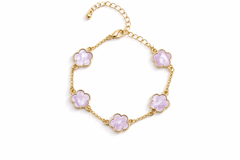 18K Gold Plated Clover Charm Bracelet – 6.5" with 2" Extension, 7 Color Options