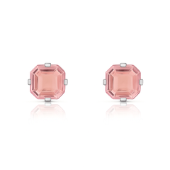 Cute 925 Sterling Silver Ascher-Cut CZ Studs Earrings