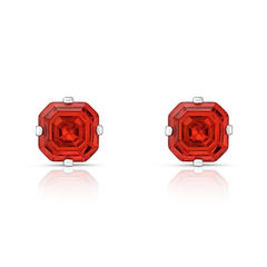 Cute 925 Sterling Silver Ascher-Cut CZ Studs Earrings