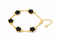 18K Gold Plated Clover Charm Bracelet – 6.5" with 2" Extension, 7 Color Options