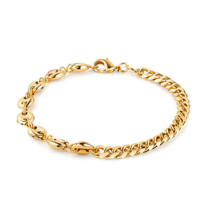 Giovani GOLD NYC Cute 18K Gold Mariner & Cuban Link Anklet