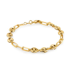 Giovani GOLD NYC 18K Gold Mariner and Paperclip Link Anklet 10''