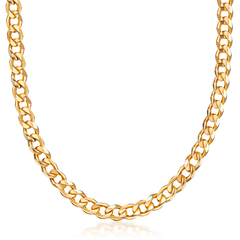 18K Gold Plated 6mm Cuban Curb Chain Necklace