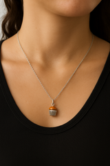 Silver Cupcake Charm Necklace