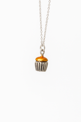 Silver Cupcake Charm Necklace