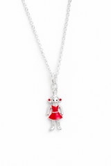 Silver Plated Little Girl Charm Necklace 18''