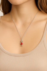 Silver Plated Little Girl Charm Necklace 18''