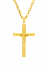 18K Gold Plated Cross Pendant with 24" Cuban Chain – Premium Shine & Timeless Style