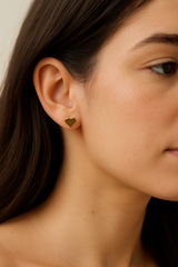 Giovani Elegant Gold Stud Earring Set – Heart, Moon & Leaf Designs