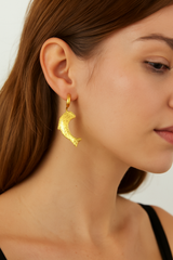 Giovani Golden Dolphin Hoop Earrings – Ocean-Inspired Statement Jewelry