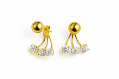 Giovani Gold Triple Diamond Drop Earrings – Elegant Modern Statement Studs