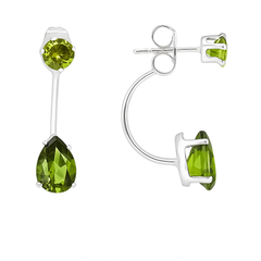3 Carat Elegant Silver Plated Green Teardrop Element Hanging Stud Earrings – Glamorous Statement Jewelry for Special Occasions
