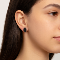 Giovani GOLD NYC .925 Sterling Silver Genuine Black Stud Earrings