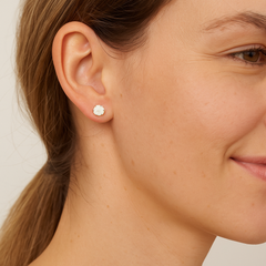 Giovani Iridescent Pink Aurora Stud Earrings – Radiant Sparkle in Silver Setting