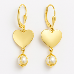 Giovani GOLD NYC Gold Heart & Pearl Drop Earrings – Romantic Elegance with Timeless Charm